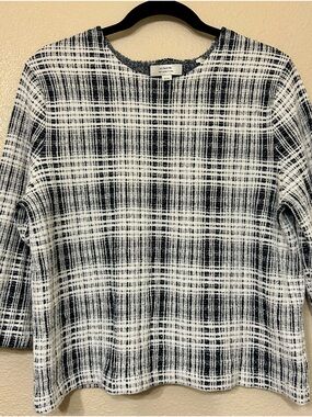 VINCE Navy & White Plaid Crewneck Sweater XL
